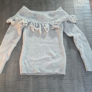 Guess Light Gray Off-Shoulder Sweater